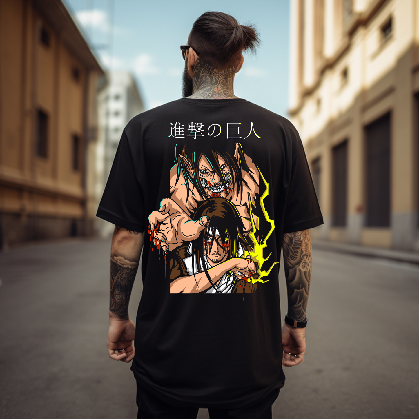 Camiseta Oversize Eren Transformado – Poder y Determinación en un Diseño Impactante