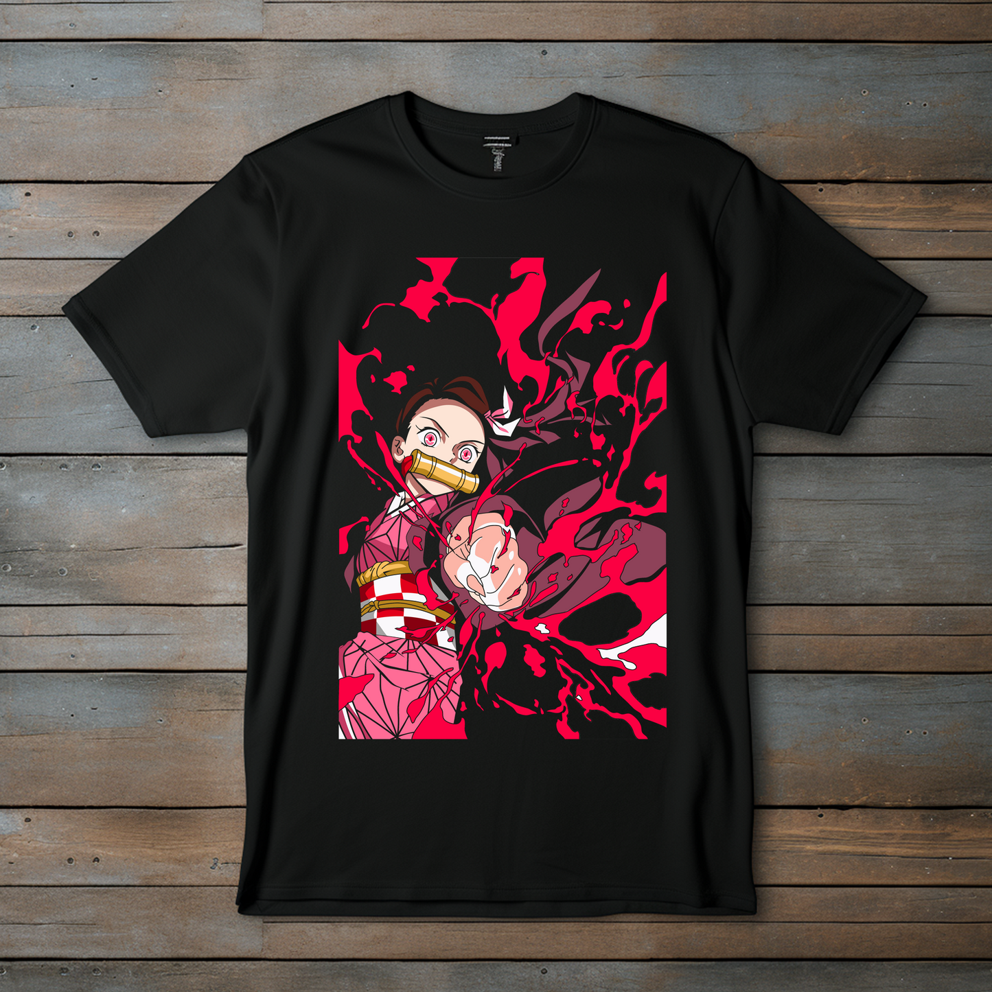 Camiseta Oversize Nezuko Explosión de Sangre – Demon Slayer Anime Streetwear