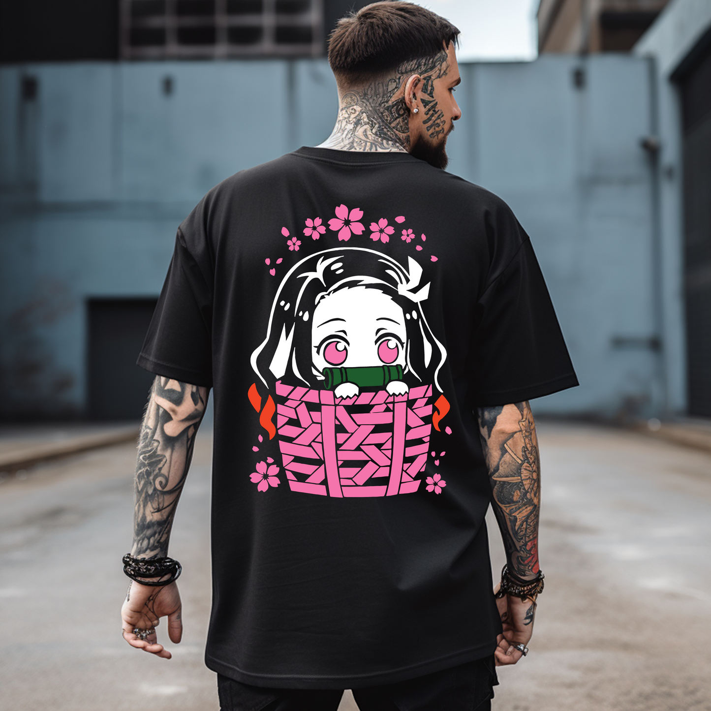 Camiseta Oversize Nezuko Kimetsu no Yaiba Anime Streetwear
