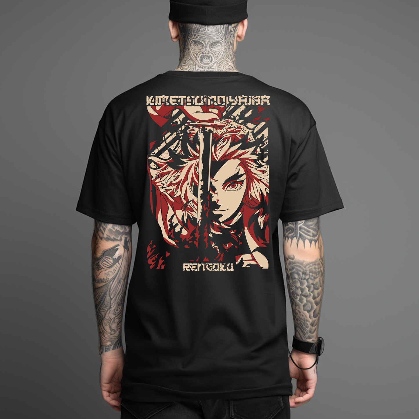 Camiseta Oversize Rengoku – Kimetsu no Yaiba Anime Streetwear