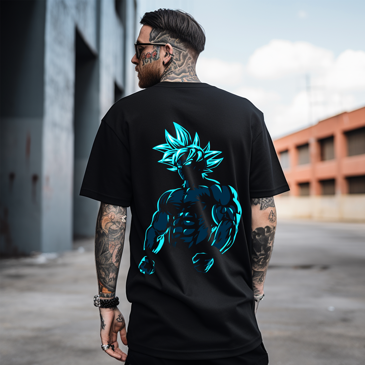 Camiseta Oversize Goku Azul - La energía del Super Saiyan Blue en tu estilo