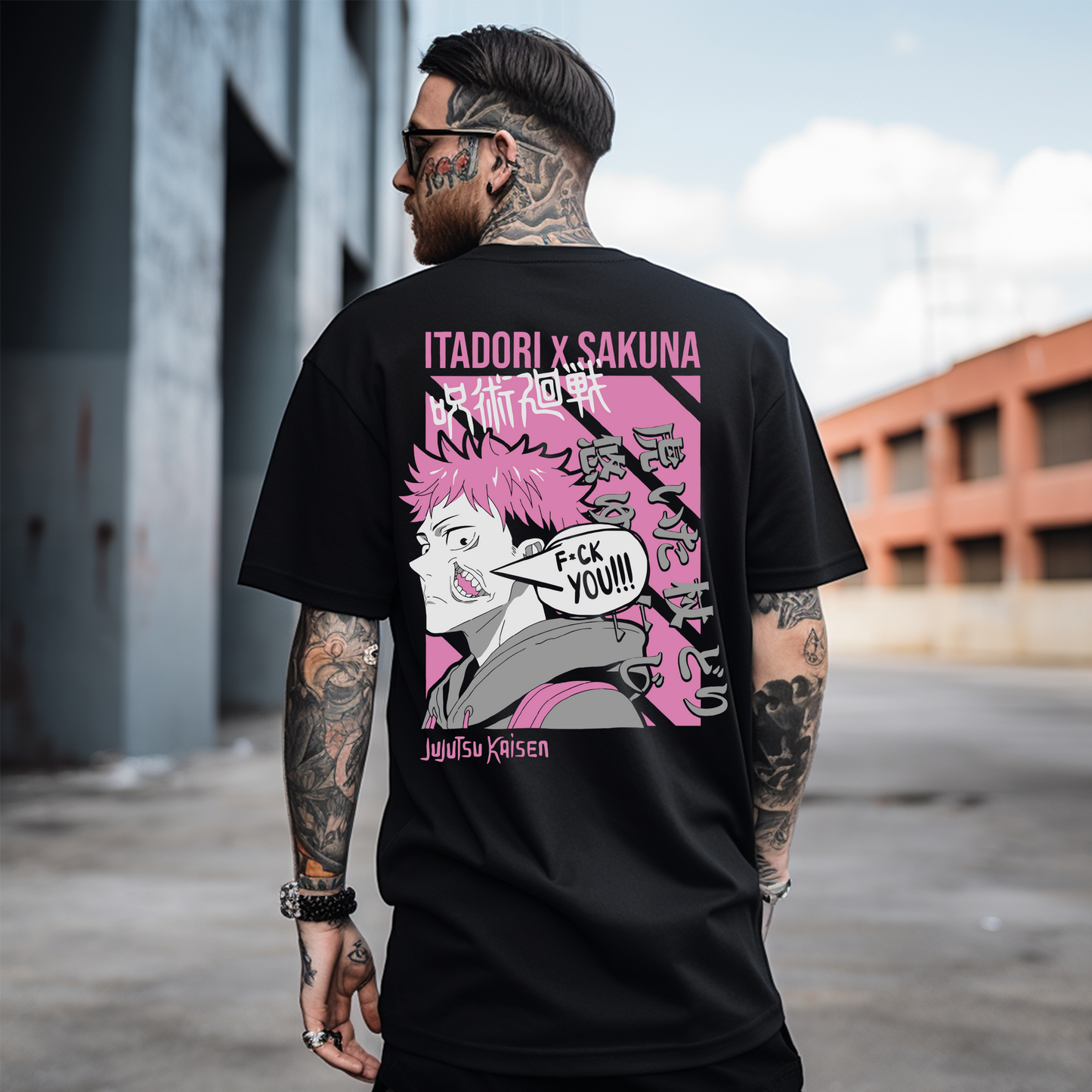 Camiseta Oversize Itadori x Sukuna Jujutsu Kaisen