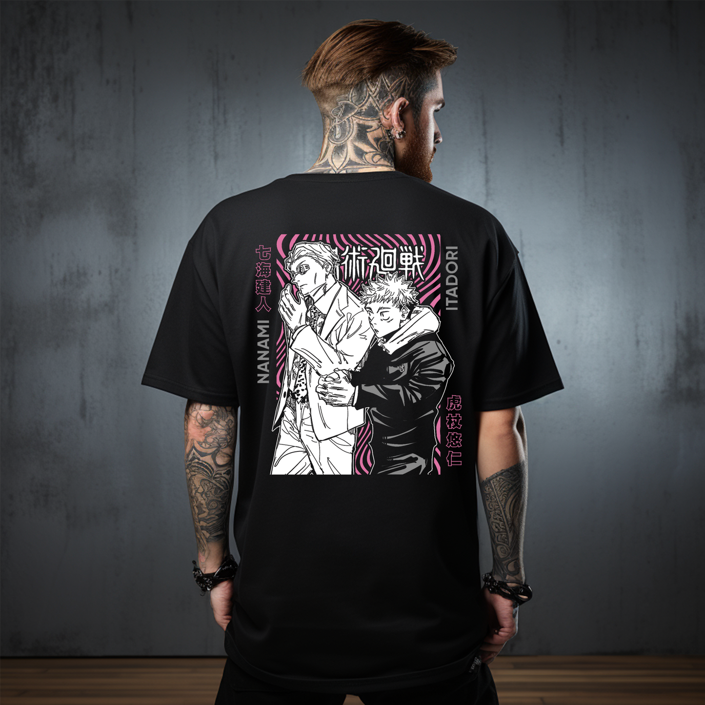 Camiseta Oversize Nanami & Itadori – Lección de Fuerza y Determinación