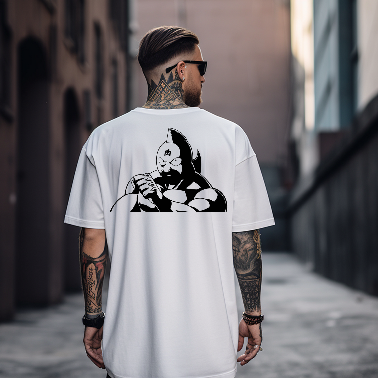 Camiseta Oversize "Kinnikuman Black & White - Fuerza Inmortal
