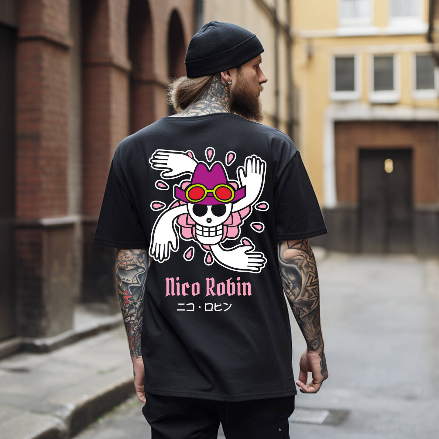 Camiseta Oversize Anime One Piece – Nico Robin "Hana Hana Skull