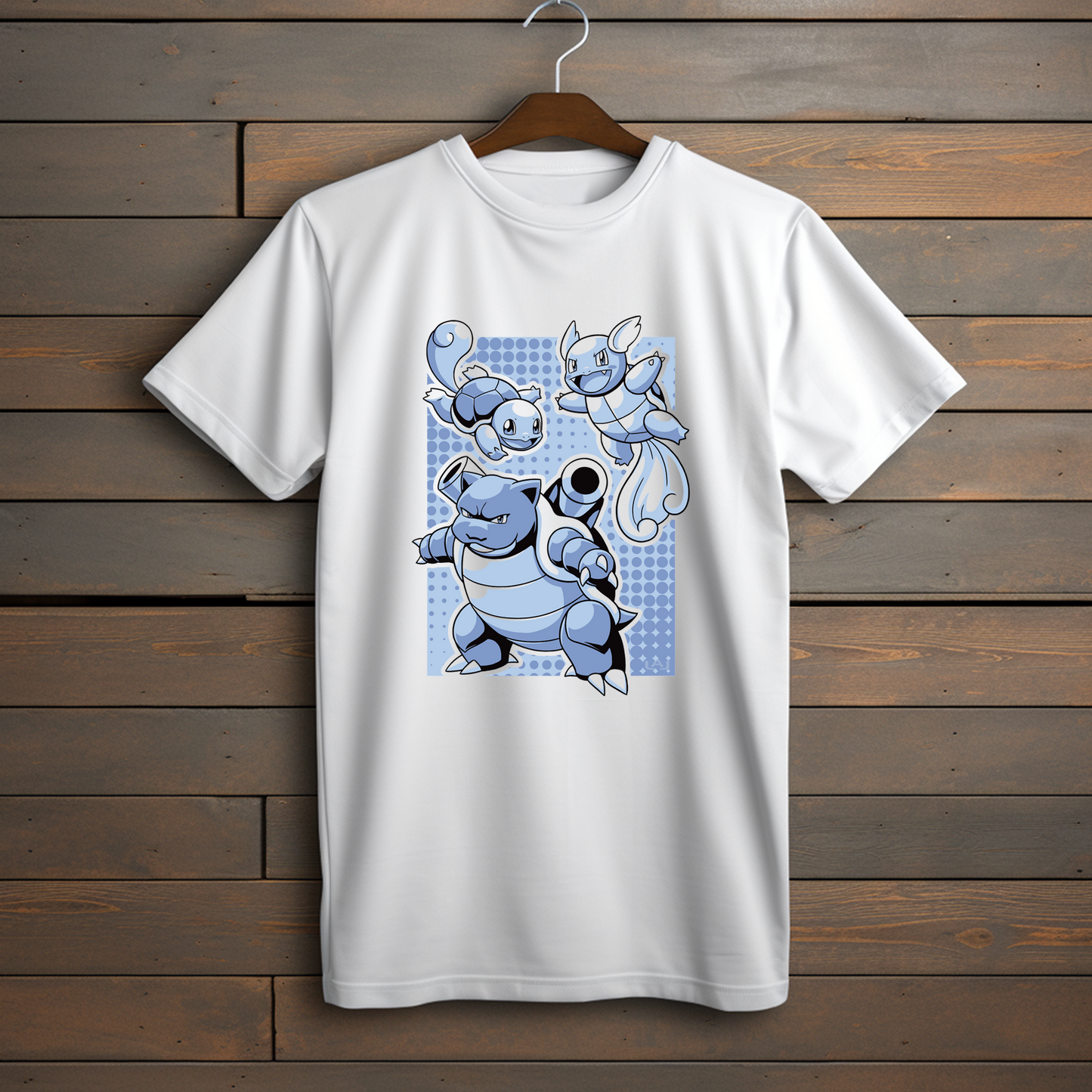 Camiseta Esencial - Evolución Azul: Squirtle, Wartortle y Blastoise