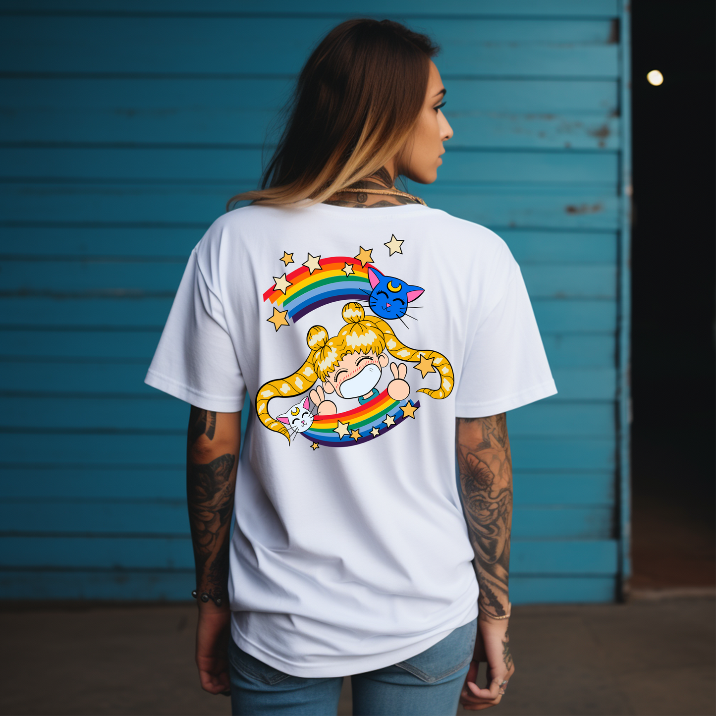 Camiseta Oversize Sailor Moon "Arcoíris de Felicidad" – Un toque adorable y único