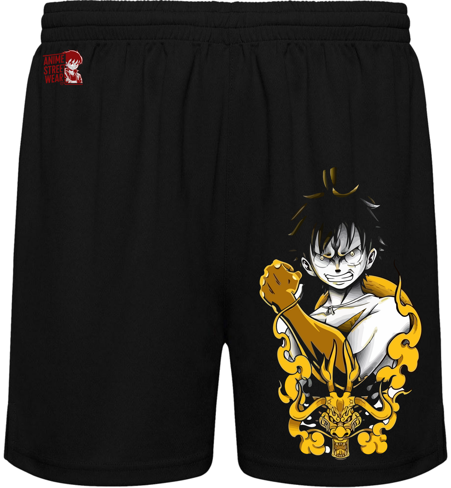 Bañador Negro Luffy Gear 5 Dorado - One Piece | Kaido Dragon Style | Streetwear Anime