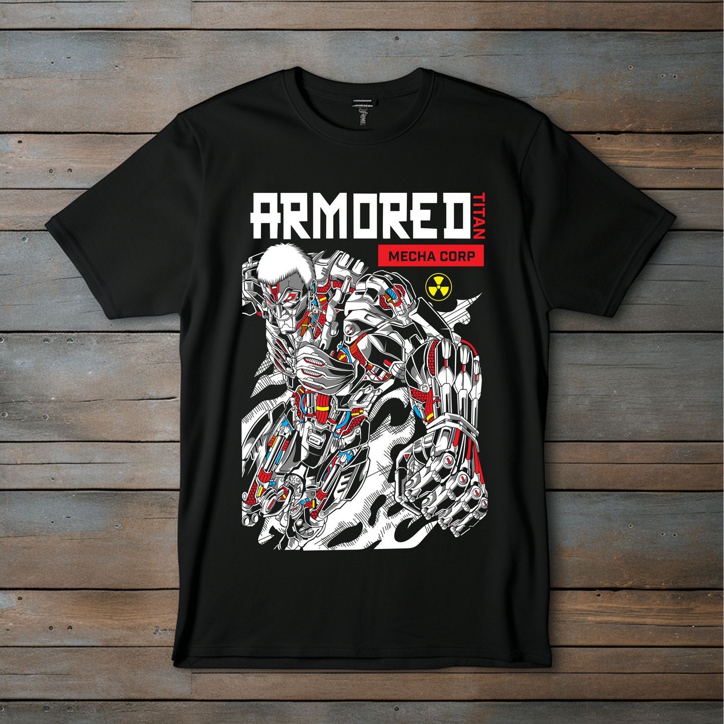 ¡Camiseta Titán Blindado – Fuerza Imparable en Diseño Mecha-Futurista!