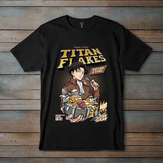 Camiseta "Titan Flakes" - Parodia Cereal con Estilo Anime