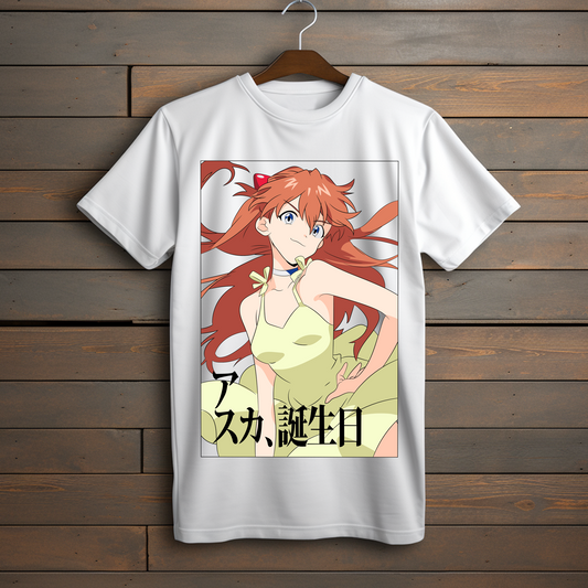 Camiseta Premium "Asuka Langley - Estilo Clásico Neon Genesis Evangelion"