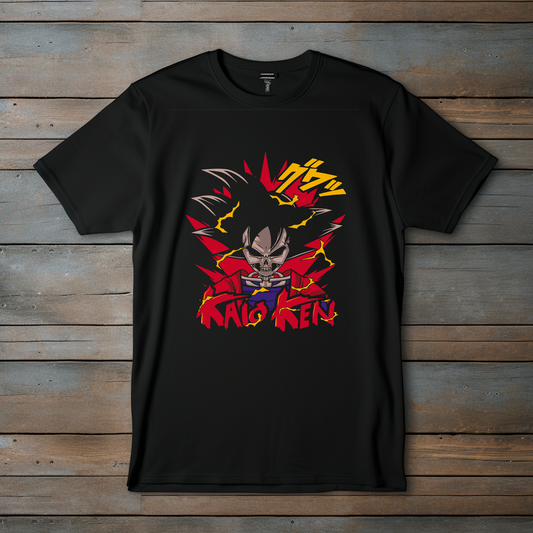 Camiseta Negra "Goku Kaioken" – Poder y Determinación en Cada Detalle