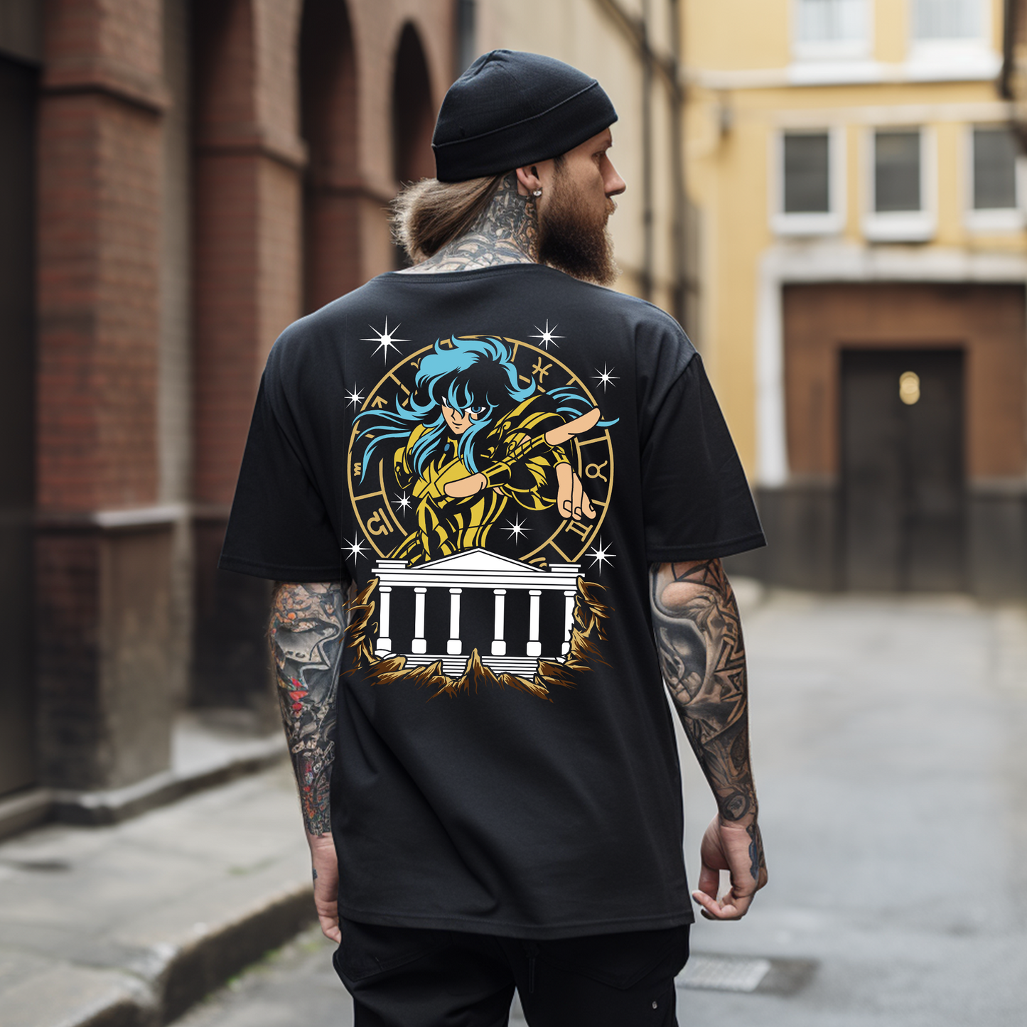 Camiseta Oversize "Caballero Dorado de Acuario – Guardián de la Undécima Casa Zodiacal