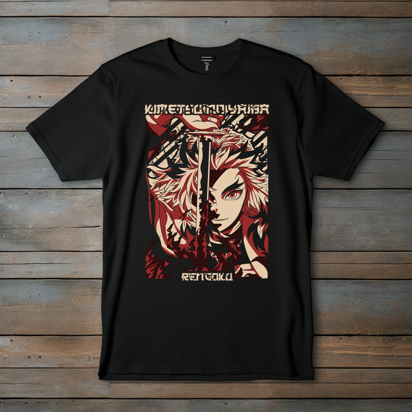 Camiseta "Demon Slayer" – Rengoku, La Llama Inquebrantable