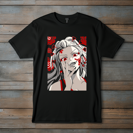 Camiseta Anime "Demon Slayer" – La Elegancia de Daki en Rojo y Blanco