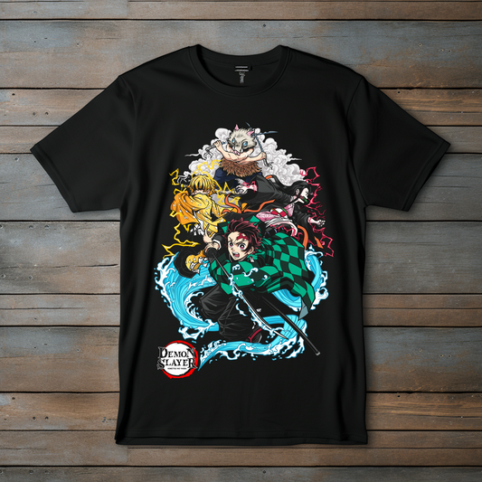 Camiseta Anime "Demon Slayer" – Protagonistas en Acción