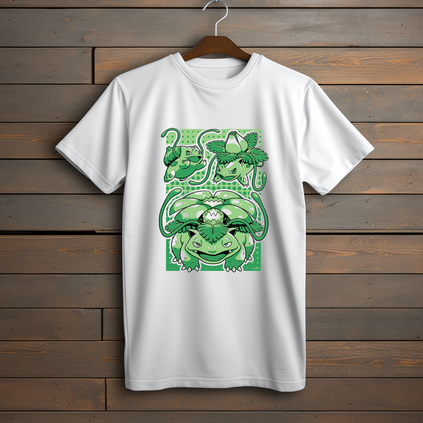 Camiseta Esencial - Evolución Verde: Bulbasaur, Ivysaur y Venusaur