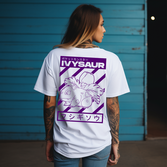 CAMISETA ANIME OVERSIZE IVYSAUR POKEMON DE PLANTA