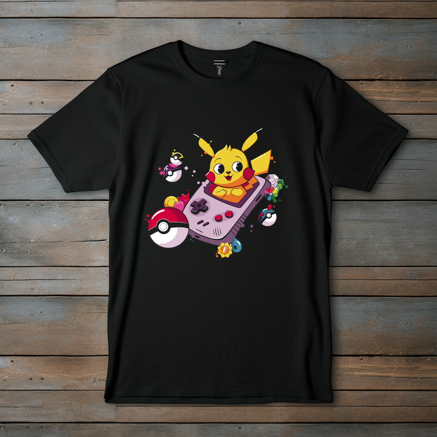 Camiseta Esencial Negra - Pikachu Gameboy Retro: Nostalgia y Estilo Único