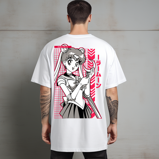 Camiseta Oversize Sailor Guardian - Moonlight Elegance