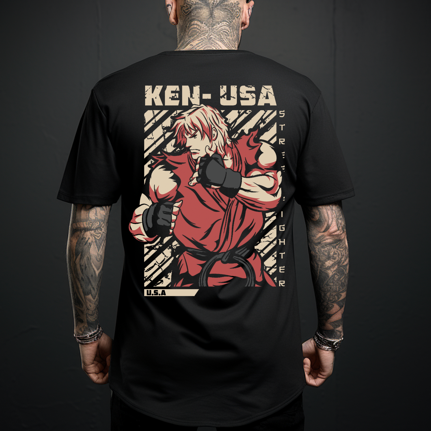 Camiseta Oversize Ken – Pasión y Poder de Street Fighter