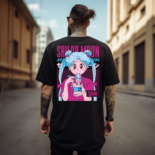 Camiseta Oversize Sailor Moon "Tsukino Usagi Retro Snack