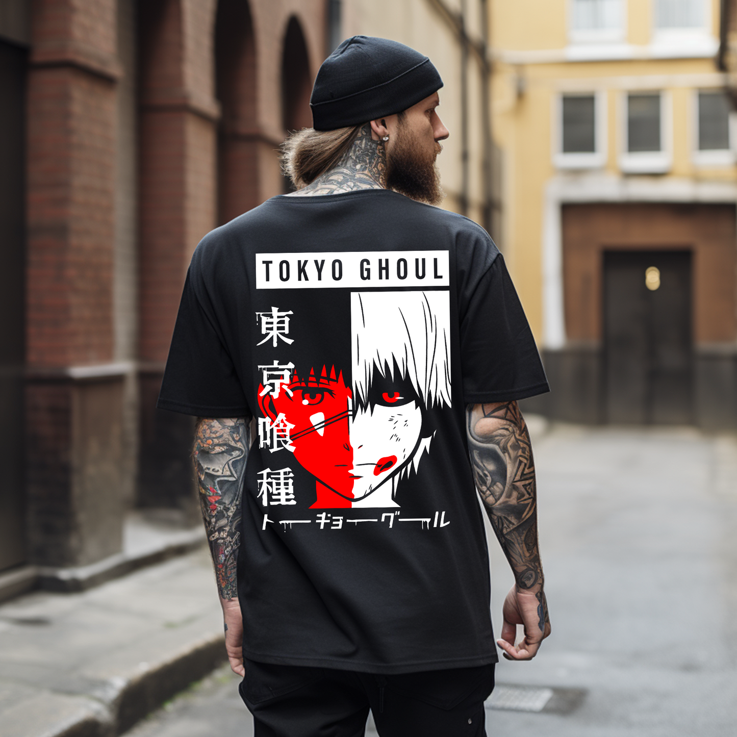 Camiseta Oversize Tokyo Ghoul – Kaneki Half Face