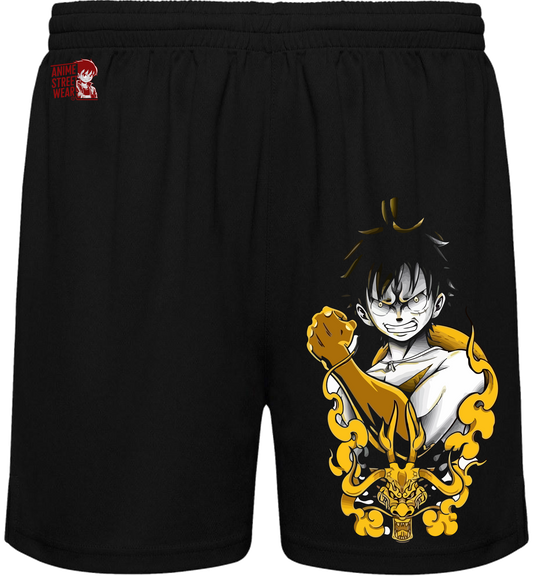 Bañador Negro Luffy Gear 5 Dorado - One Piece | Kaido Dragon Style | Streetwear Anime