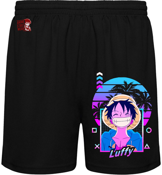 Bañador Negro Luffy Vice City - One Piece | Swimwear Otaku Estilo Retro Vaporwave